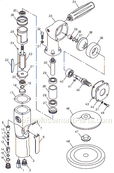 Page A Diagram and Parts List for CP869P T019718 Chicago Pneumatic Sander